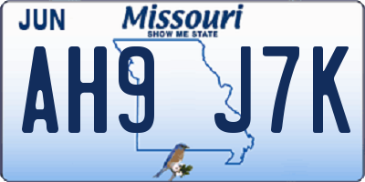 MO license plate AH9J7K