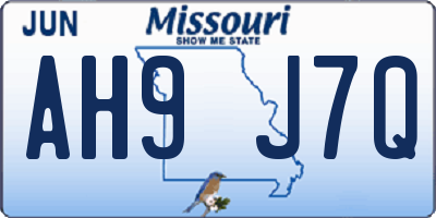 MO license plate AH9J7Q