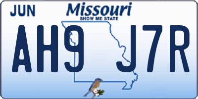 MO license plate AH9J7R