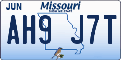 MO license plate AH9J7T