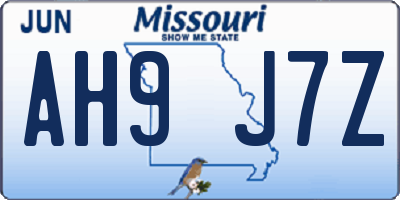 MO license plate AH9J7Z