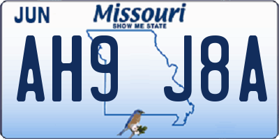 MO license plate AH9J8A