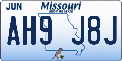 MO license plate AH9J8J