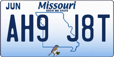 MO license plate AH9J8T