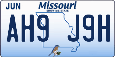 MO license plate AH9J9H