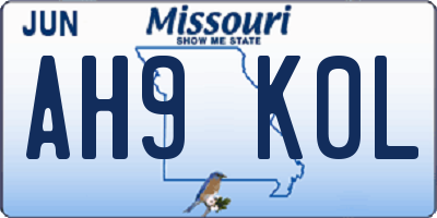 MO license plate AH9K0L