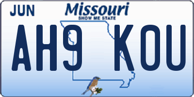 MO license plate AH9K0U