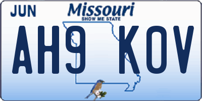 MO license plate AH9K0V