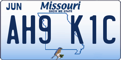 MO license plate AH9K1C