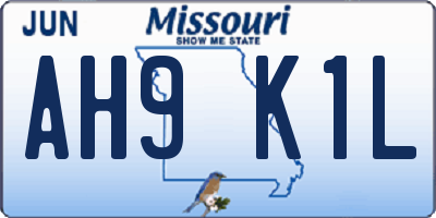 MO license plate AH9K1L