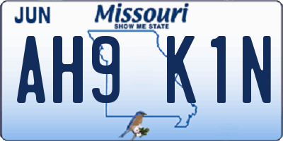 MO license plate AH9K1N