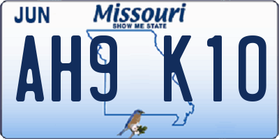 MO license plate AH9K1O