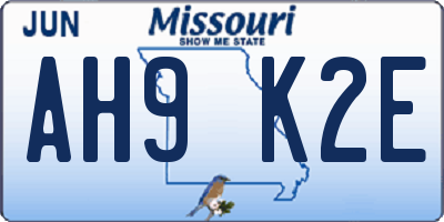 MO license plate AH9K2E