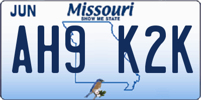MO license plate AH9K2K