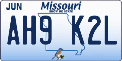 MO license plate AH9K2L