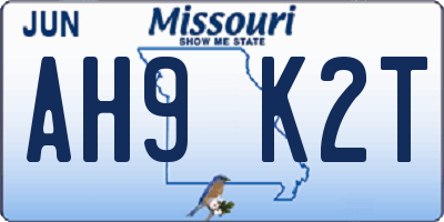 MO license plate AH9K2T