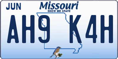 MO license plate AH9K4H