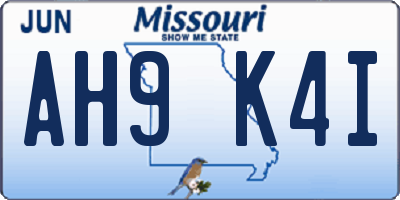 MO license plate AH9K4I