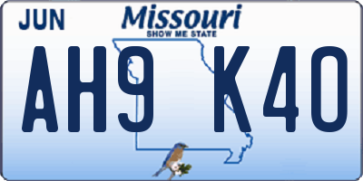 MO license plate AH9K4O
