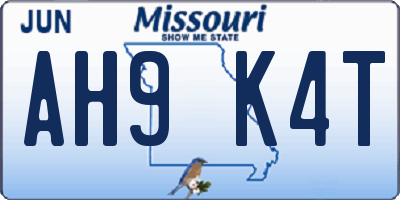MO license plate AH9K4T
