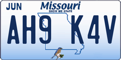 MO license plate AH9K4V