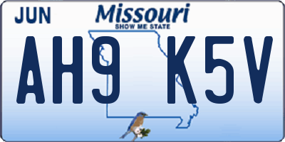 MO license plate AH9K5V
