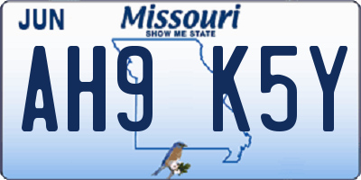 MO license plate AH9K5Y