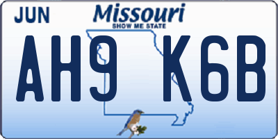 MO license plate AH9K6B