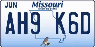 MO license plate AH9K6D