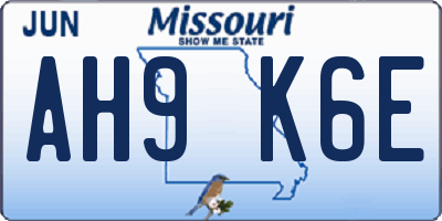 MO license plate AH9K6E