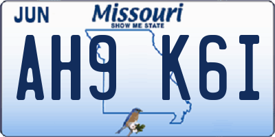 MO license plate AH9K6I