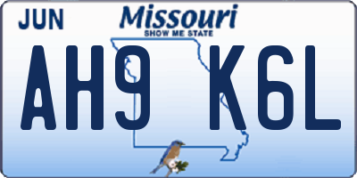 MO license plate AH9K6L