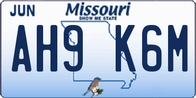 MO license plate AH9K6M