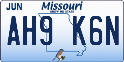 MO license plate AH9K6N