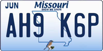 MO license plate AH9K6P