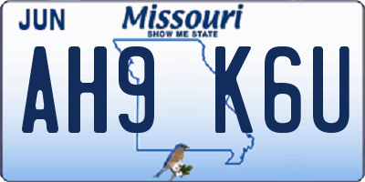MO license plate AH9K6U