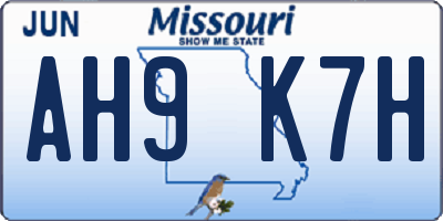 MO license plate AH9K7H