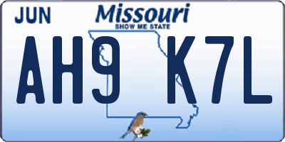 MO license plate AH9K7L
