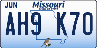 MO license plate AH9K7O