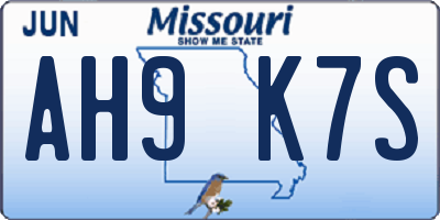 MO license plate AH9K7S