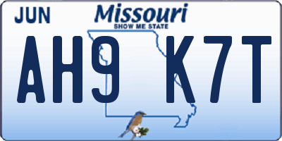 MO license plate AH9K7T