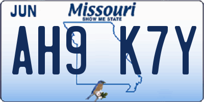 MO license plate AH9K7Y