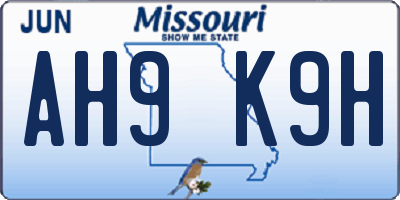 MO license plate AH9K9H