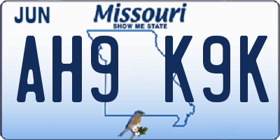 MO license plate AH9K9K