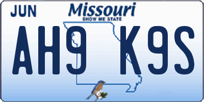 MO license plate AH9K9S