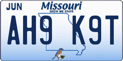 MO license plate AH9K9T