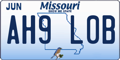 MO license plate AH9L0B