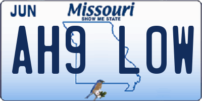 MO license plate AH9L0W