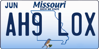 MO license plate AH9L0X
