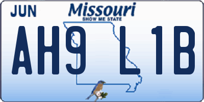 MO license plate AH9L1B